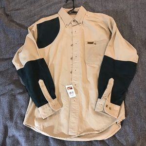 Wool rich khaki and green shooting shirt medium